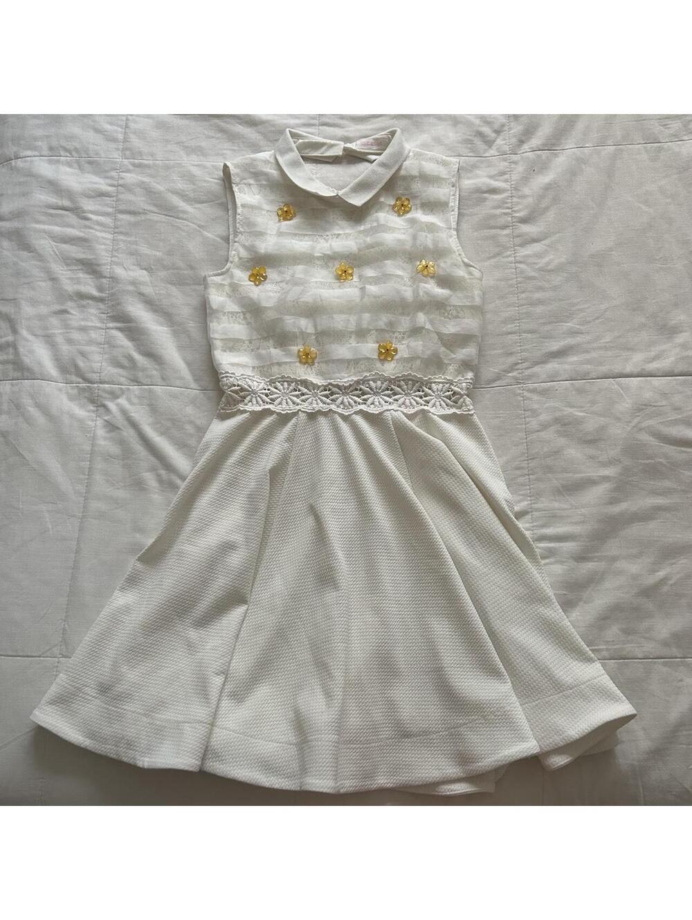 Liz Lisa Ivory White Lace Floral Sleeveless Fit Flare Dress Small Japan
